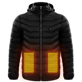 Men Heated Puffer Jacket Electric Heating Coat Insulated Hood Windbreaker (Option: Black-S)