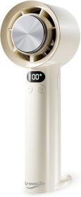 Portable Handheld High Speed Turbo Fan for Indoor/Outdoor,4000mAh Handheld Personal Pocket Fan for Powerful Airflow,15Hrs,100 Speeds Adjustable (Color: Beige)