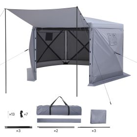 Pop up Gazebo Screen Tent, 12 x 12 ft Large 6-Sided Camping Canopy Tent with Removable Top & Carry Bag, Quick-Set & Bite-Proof (Color: Gray, size: 12 x 12 ft)