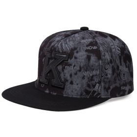 K Letter Baseball Cap Hip Hop Hat Size Adjustable (Option: Black-Adjustable)